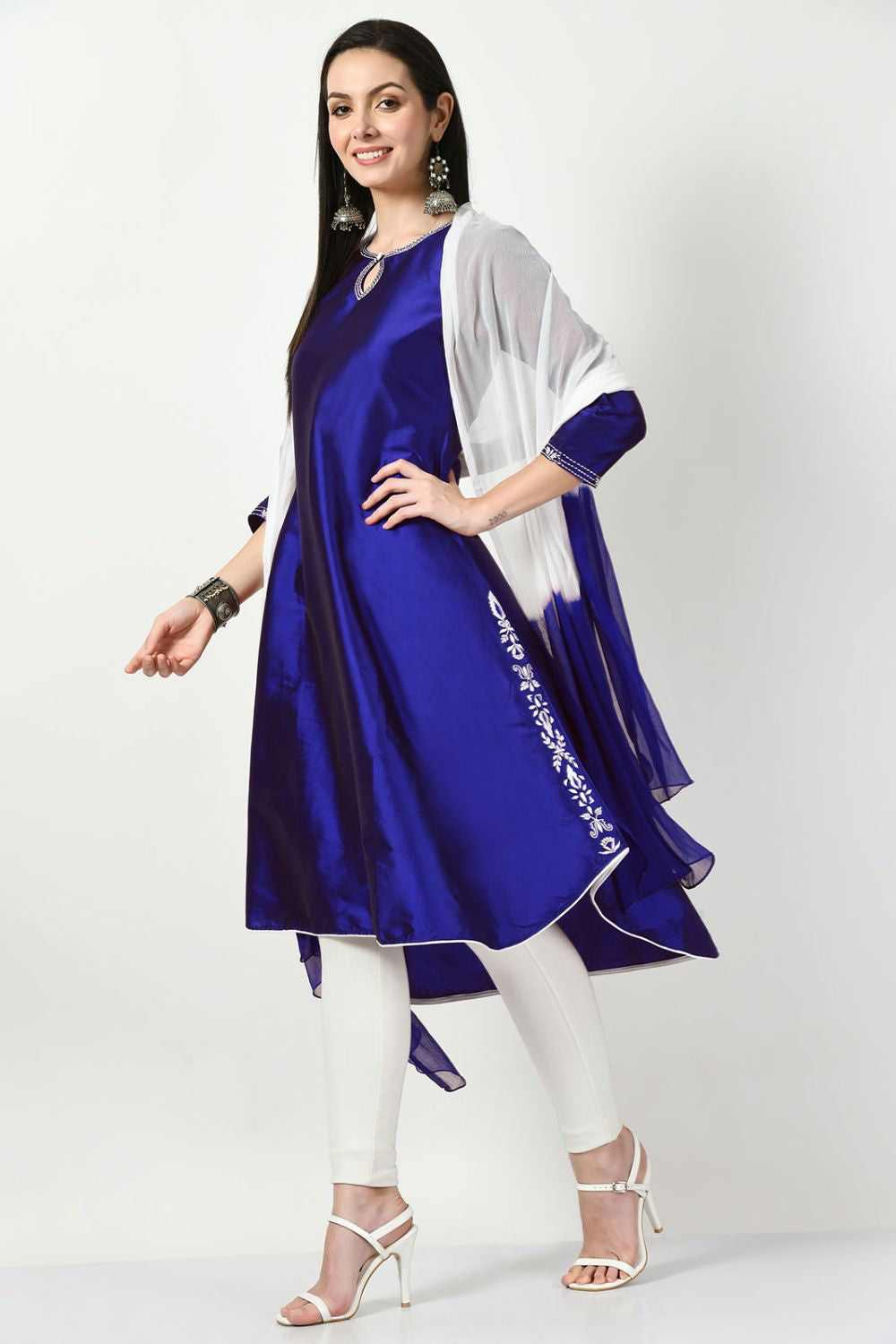 Blue Art Silk Plus Size Salwar Kameez SFMAN58918R