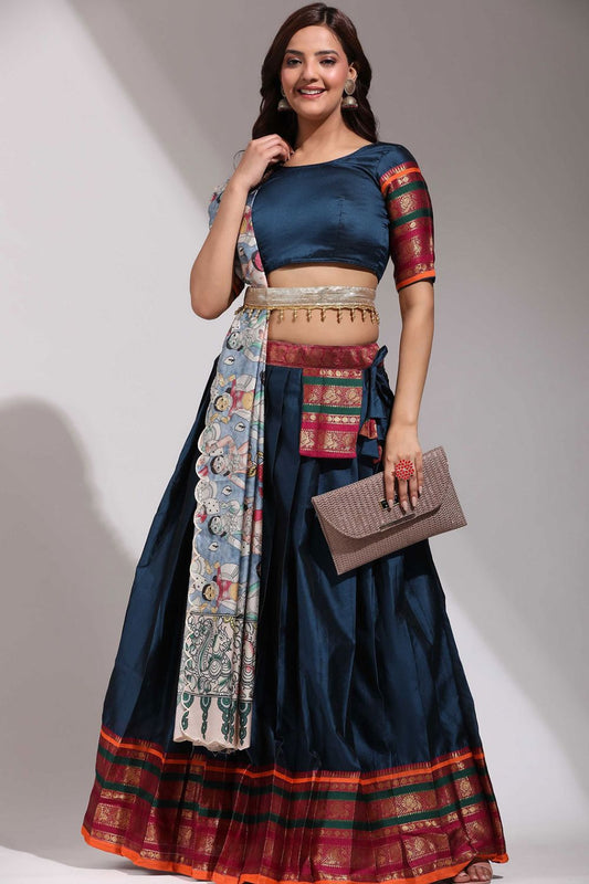 Blue Silk Partywear Lehenga Set SFROY494605