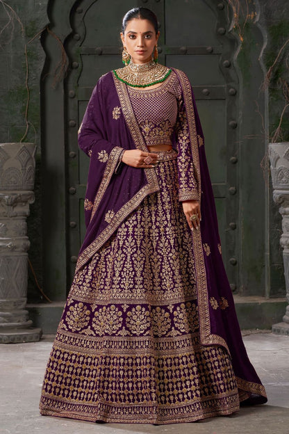 Purple Georgette Designer Bridal Lehenga Set SFSA467708R