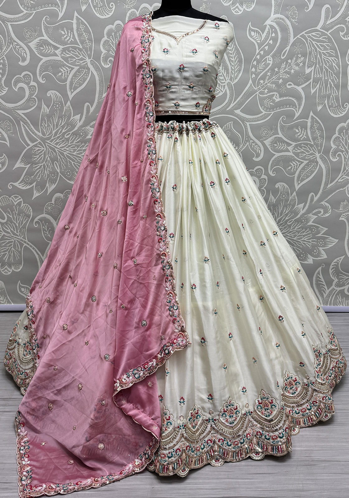 White Silk Designer Lehenga Choli SFANJ2939