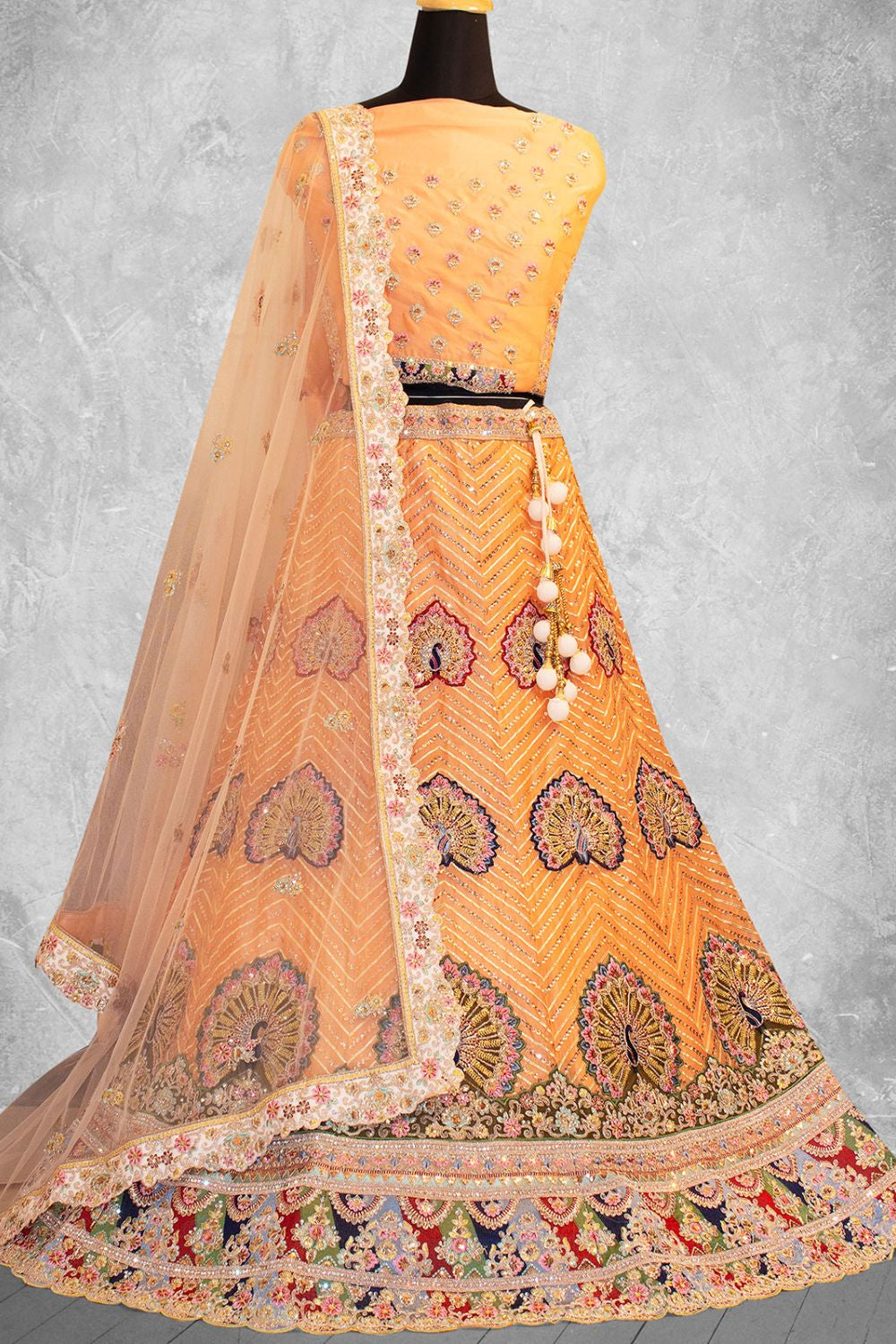 Yellow Organza Party Lehengas SFDIW42802