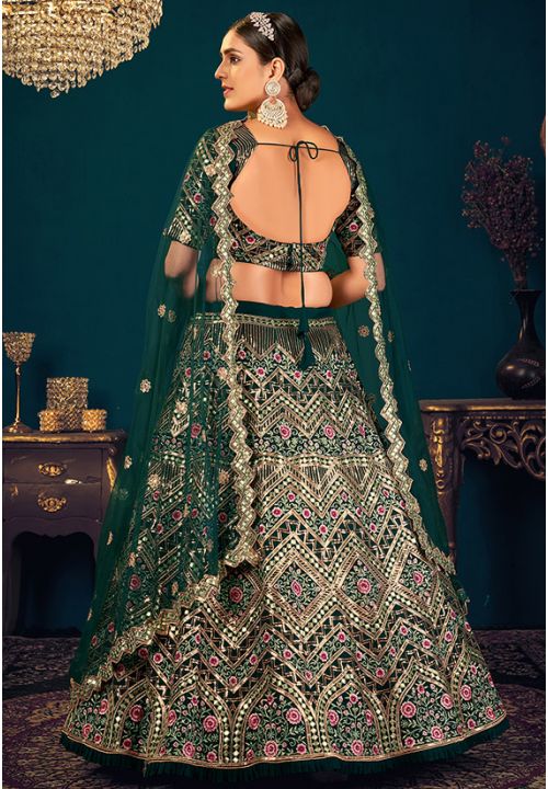 Buy Dark Green Designer Wedding Wear Lehenga Choli | Wedding Lehenga Choli