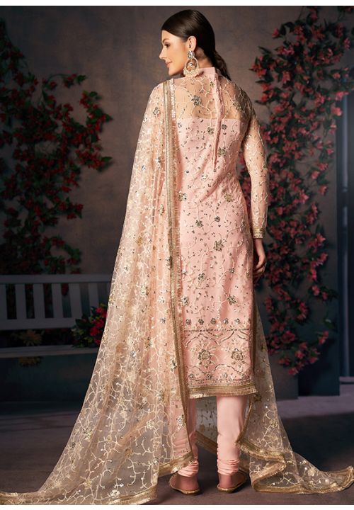 Peach Plus Size Sangeet Wedding Palazzo Suit SRSA330601 - Siya Fashions