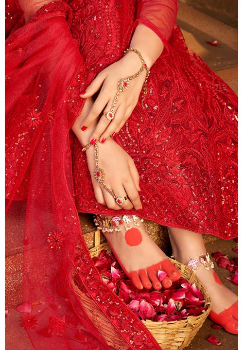 Pink AD Stone-Studded Punjabi Chura Bridal Wedding Bangle Set-30919 –  Saundaryam Fashions