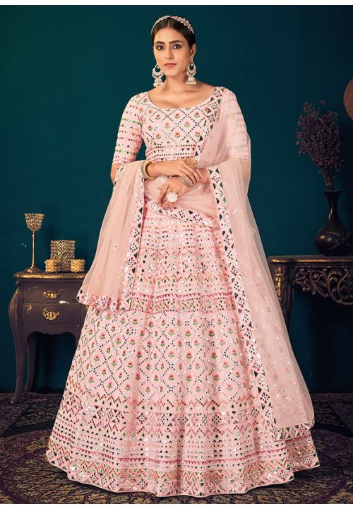 Buy Pink Wedding Lehenga In Georgette SFKHU11302 - Siya Fashions