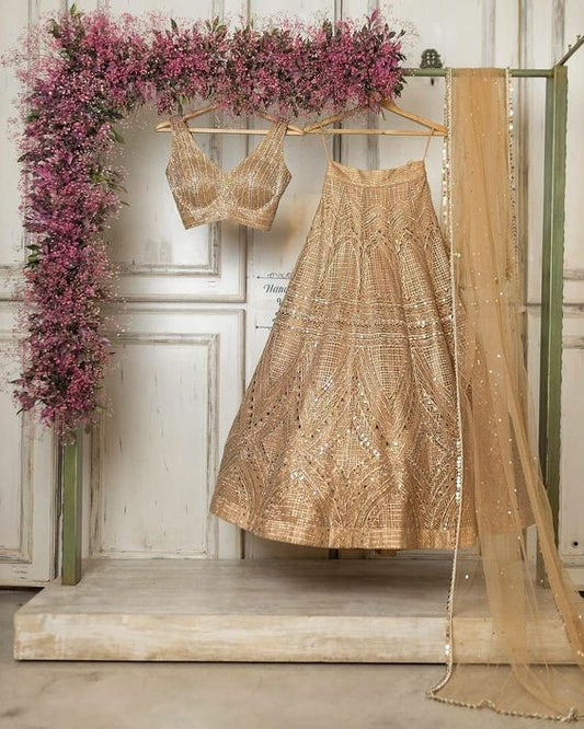 Miraculous Royal Cream Bridal Wear Lehenga Choli in Silk SFIN229