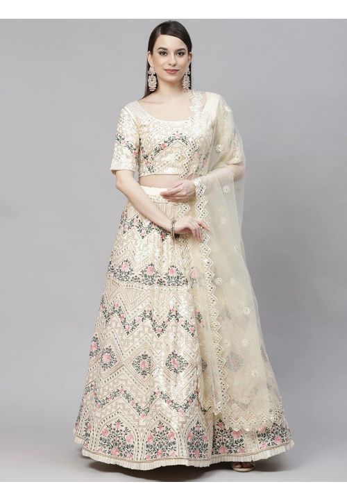 Silk Semi-Stitched White Lehenga With Gota Patti Work, Handwash at Rs 19999  in Bhopal