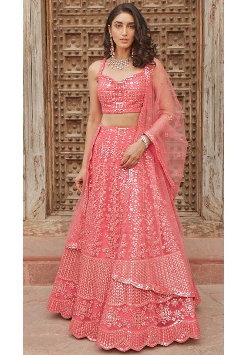 Rose Pink Embroidered Lehenga Choli | Designer lehenga choli, Lehenga choli  online, Choli designs