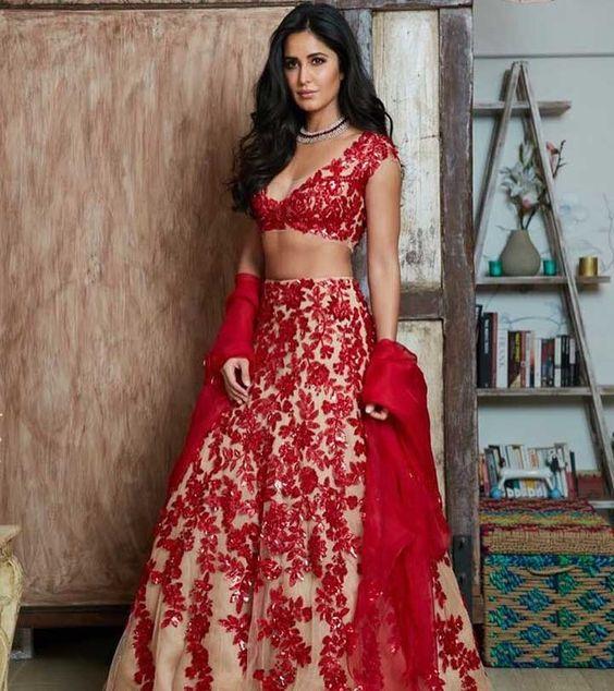 Buy Reception Wear Red Art Silk Thread Work Lehenga Choli Online