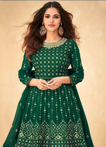 Deep Green Peplum Top With Sharara  Peplum top outfits, Designer party  wear dresses, Designer dresses indian