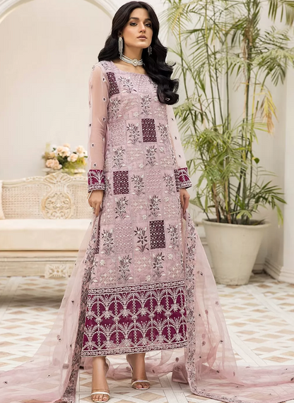 Pink Net Indian Pakistani Long Palazzo Suit SF129767