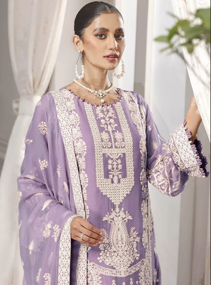 Purple Indian Long Palazzo Suit In Georgette SFZ131946