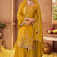 Yellow Indian Pakistani Palazzo Suit In Chinon Chiffon SFSTL17801 - Siya Fashions