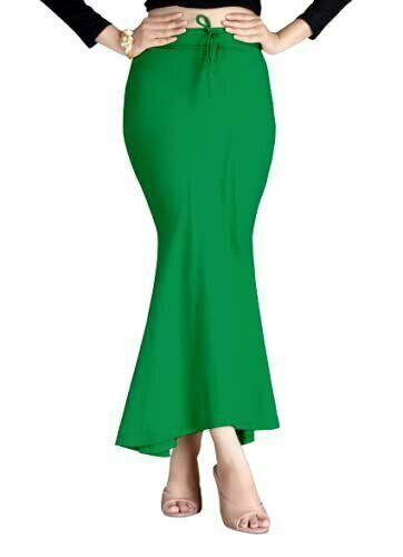 eloria Rama Green Soft Comfy Pleated Saree Silhouette Saree Shapewear Flare  Petticoat for Women Lycra Cotton Blended Petticoat Skirts for Women Shape