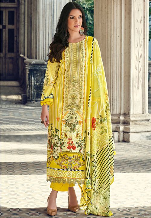 Yellow Summer Plus Size Sangeet Wedding Palazzo Suit SRSTL19401 - Siya Fashions