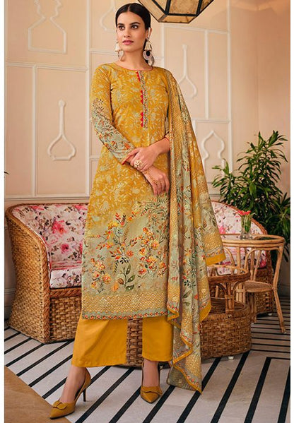 Yellow Pure Cotton Plus Size Floral Palazzo EXSTL17108 - Siya Fashions