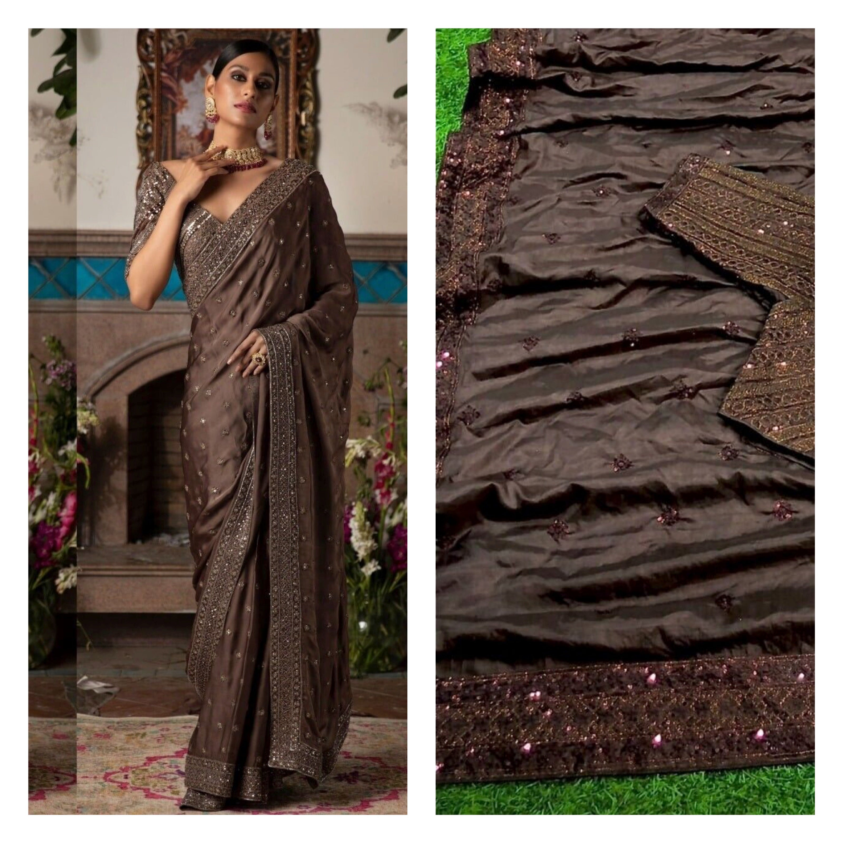 Designer Bollywood Party Wear Sequins Work Saree, Size: Free at Rs  1098/piece in Surat