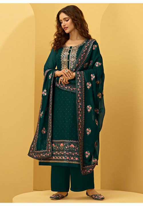 Green Indian Wedding Palazzo Suit SFSA284602 - Siya Fashions